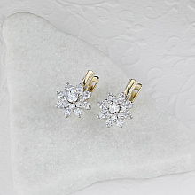 14K White and Yellow Gold Earrings with 34 Round-Cut Lab-Created Diamonds 1.655 CT.TW