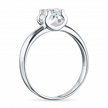 14K White Gold Ring with 1 Round-Cut Lab-Created Diamond 0.804 CT.TW