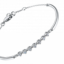 Sterling Silver Bracelet with 7 Round-Cut Lab-Created Diamonds 0.161 CT.TW