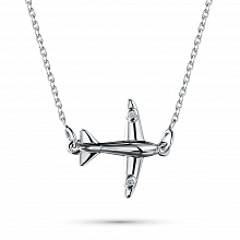 Sterling Silver Necklace with 2 Round-Cut Lab-Created Diamonds 0.014 CT.TW