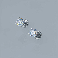 14K White Gold Earring Studs with 2 Round-Cut Lab-Created Diamonds 1.876 CT.TW - изображение 4