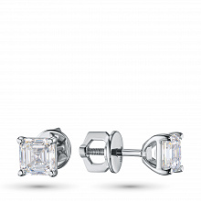 14K White Gold Earring Studs with 2 -Cut Lab-Created Diamonds 2.092 CT.TW