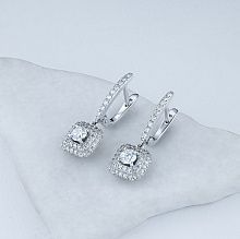 14K White Gold Earrings with 96 Round-Cut Lab-Created Diamonds 1.643 CT.TW