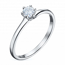 White Gold Ring with 1 Round-Cut Diamond 0.156 CT.TW