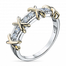 14K White and Yellow Gold Ring with 6 Round-Cut Lab-Created Diamonds 0.317 CT.TW