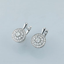 14K White Gold Earrings with 66 Round-Cut Lab-Created Diamonds 1.355 CT.TW