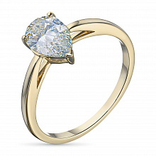 14K Yellow Gold Ring with 1 Pear-Cut Lab-Created Diamond 1.07 CT.TW