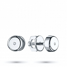 Sterling Silver Earring Studs with 2 Round-Cut Diamonds 0.01 CT.TW