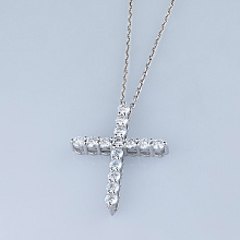 14K White Gold Pendant with 15 Round-Cut Lab-Created Diamonds 1.05 CT.TW