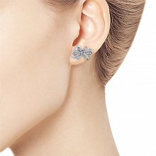 14K White Gold Earring Studs with 72 Round-Cut Lab-Created Diamonds 0.387 CT.TW