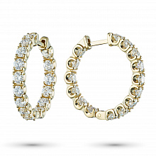 14K Yellow Gold Earrings with 30 Round-Cut Lab-Created Diamonds 5.118 CT.TW