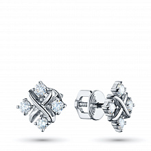 14K White Gold Earring Studs with 8 Round-Cut Lab-Created Diamonds 0.498 CT.TW