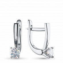 Sterling Silver Earrings with 2 Round-Cut Lab-Created Diamonds 0.553 CT.TW