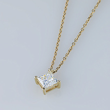 14K Yellow Gold Necklace with 1 Princess-Cut Lab-Created Diamond 1.1 CT.TW