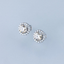 14K White Gold Earring Studs with 34 Round-Cut Lab-Created Diamonds 2.484 CT.TW