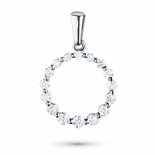 14K White Gold Pendant with 16 Round-Cut Lab-Created Diamonds 0.441 CT.TW