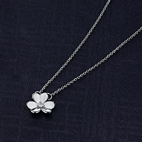 14K White Gold Necklace with 1 Round-Cut Lab-Created Diamond 0.016 CT.TW - изображение 4