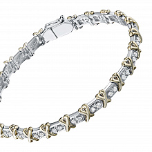 14K White and Yellow Gold Bracelet with 40 Round-Cut Lab-Created Diamonds 0.858 CT.TW