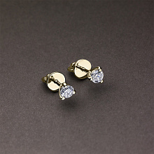 14K Yellow Gold Earring Studs with 2 Round-Cut Lab-Created Diamonds 0.74 CT.TW