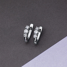 14K White Gold Earrings with 6 Round-Cut Lab-Created Diamonds 0.572 CT.TW