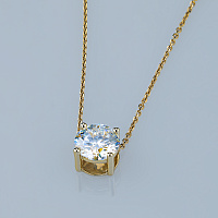 14K Yellow Gold Pendant with 1 Round-Cut Lab-Created Diamond 0.541 CT.TW - изображение 4