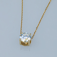 14K Yellow Gold Pendant with 1 Round-Cut Lab-Created Diamond 1.012 CT.TW