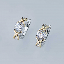 14K White and Yellow Gold Earrings with 6 Round-Cut Lab-Created Diamonds 1.212 CT.TW