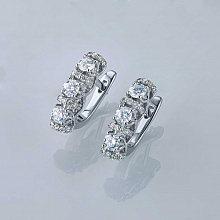 14K White Gold Earrings with 54 Round-Cut Lab-Created Diamonds 1.103 CT.TW