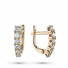 14K Yellow Gold Earrings with 12 Round-Cut Lab-Created Diamonds 0.93 CT.TW