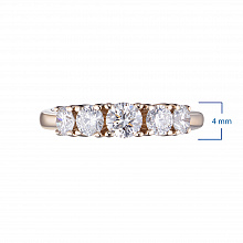 14K Rose Gold Ring with 5 Round-Cut Lab-Created Diamonds 0.718 CT.TW