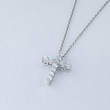 14K White Gold Pendant with 11 Round-Cut Lab-Created Diamonds 0.911 CT.TW