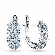 Sterling Silver Earrings with 46 Round-Cut Lab-Created Diamonds 0.466 CT.TW