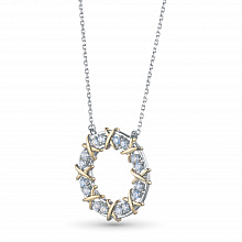 14K White and Yellow Gold Necklace with 16 Round-Cut Lab-Created Diamonds 0.74 CT.TW