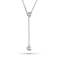 Sterling Silver Necklace with 2 Round-Cut Lab-Created Diamonds 0.219 CT.TW - изображение 2