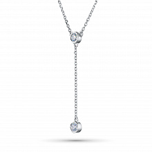 Sterling Silver Necklace with 2 Round-Cut Lab-Created Diamonds 0.213 CT.TW