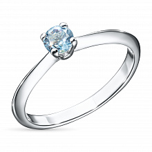 Sterling Silver Ring with 1 Round-Cut Topaz 0.448 CT.TW