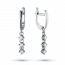 14K White Gold Earrings with 6 Round-Cut Lab-Created Diamonds 0.444 CT.TW