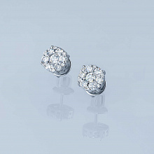 14K White Gold Earring Studs with 26 Round-Cut Lab-Created Diamonds 0.747 CT.TW
