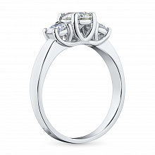 14K White Gold Ring with 3 Round-Cut Lab-Created Diamonds 1.329 CT.TW