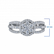 14K White Gold Ring with 91 Round-Cut Lab-Created Diamonds 0.812 CT.TW