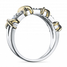 White and Yellow Gold Ring with 6 Round-Cut Diamonds 0.254 CT.TW
