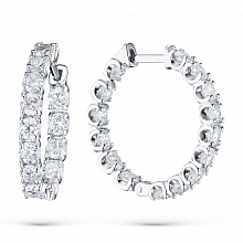 14K White Gold Earrings with 30 Round-Cut Lab-Created Diamonds 5.118 CT.TW