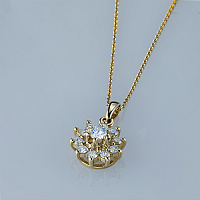 Yellow Gold Pendant with 11 Round-Cut Lab-Created Diamonds 0.684 CT.TW - изображение 4
