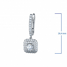 14K White Gold Earrings with 96 Round-Cut Lab-Created Diamonds 1.643 CT.TW