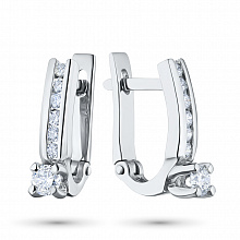 14K White Gold Earrings with 14 Round-Cut Lab-Created Diamonds 0.454 CT.TW