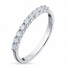 14K White Gold Ring with 9 Round-Cut Lab-Created Diamonds 0.376 CT.TW