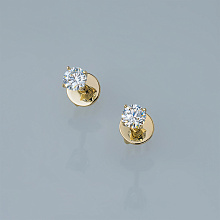 14K Yellow Gold Earring Studs with 2 Round-Cut Lab-Created Diamonds 0.508 CT.TW