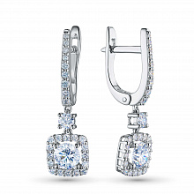 14K White Gold Earrings with 54 Round-Cut Lab-Created Diamonds 1.866 CT.TW