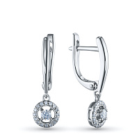 Sterling Silver Earrings with 34 Round-Cut Lab-Created Diamonds 0.377 CT.TW - изображение 1