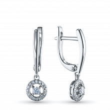 Sterling Silver Earrings with 34 Round-Cut Lab-Created Diamonds 0.368 CT.TW